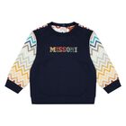 Younger Boys Navy Blue & White Zig Zag Sweatshirt, 1, hi-res