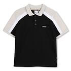 Boys Black Logo Polo Shirt, 2, hi-res