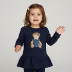 Baby Girls Navy Blue Teddy Bear Tracksuit, 1, hi-res