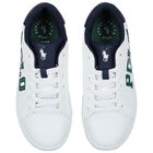 Boys White Logo Trainers, 1, hi-res