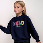 Girls Navy Blue Logo Sweatshirt, 1, hi-res