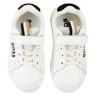 Boys White Logo Trainers, 1, hi-res