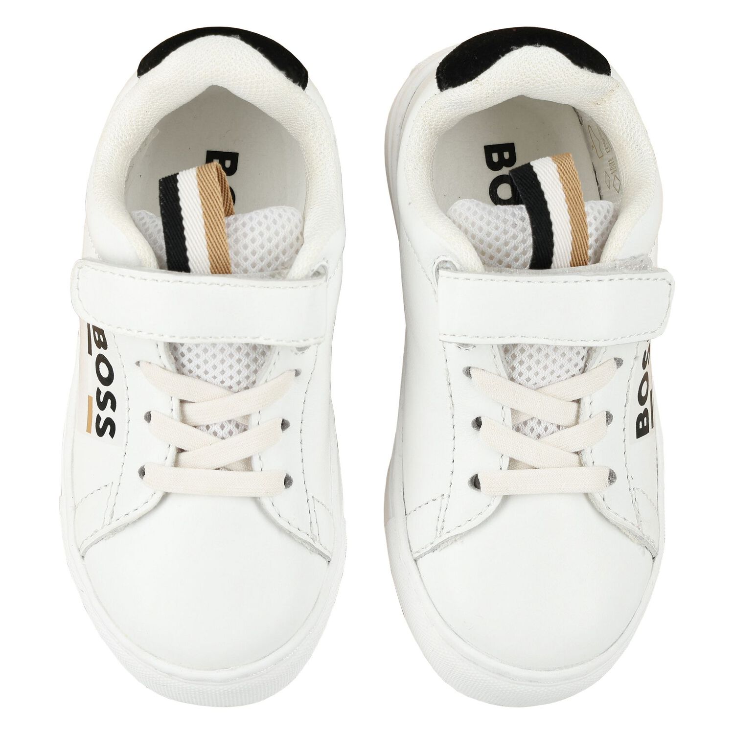 Boys White Logo Trainers, 1, hi-res