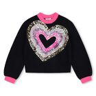Girls Navy Blue Sequin Heart Sweater, 1, hi-res