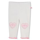 Younger Girls White & Pink Heart Leggings , 1, hi-res