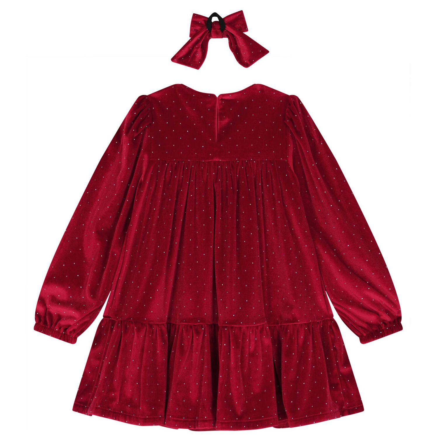 Girls Red Sparkle Velvet Dress Set, 2, hi-res