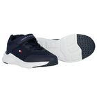 Boys Navy Blue Logo Trainers, 1, hi-res