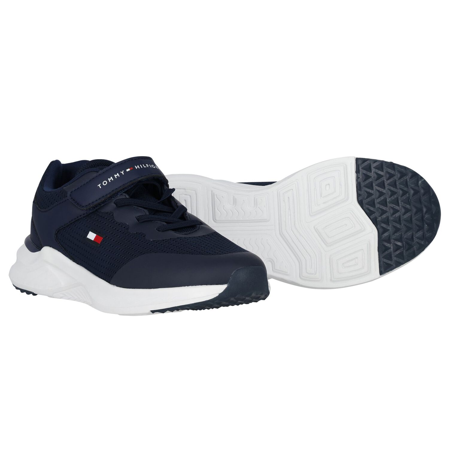 Boys Navy Blue Logo Trainers, 1, hi-res image number null