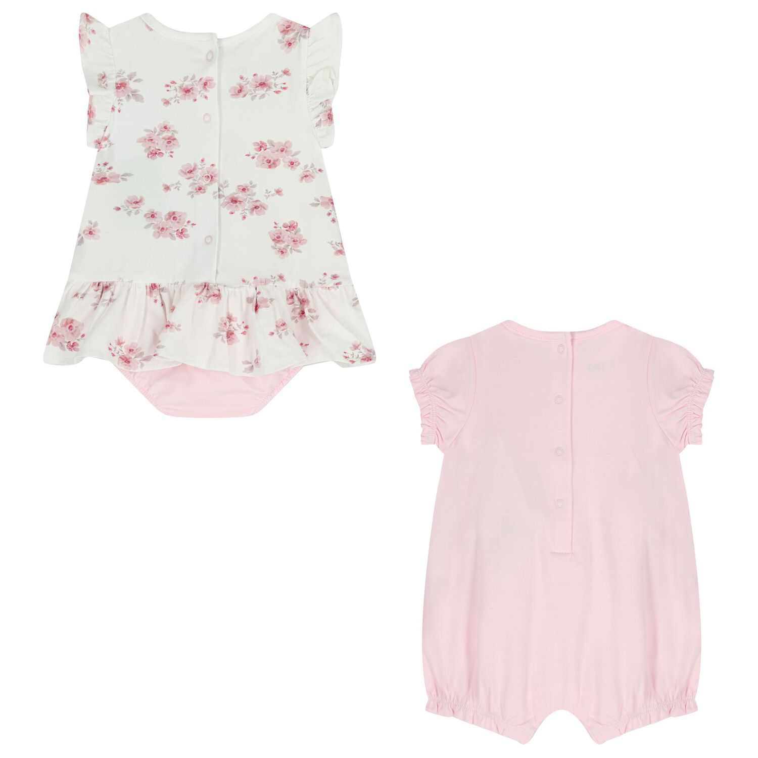 Baby Girls Pink & White Floral Romper Set, 1, hi-res