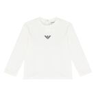Baby Boys White Logo Long Sleeve Top, 1, hi-res
