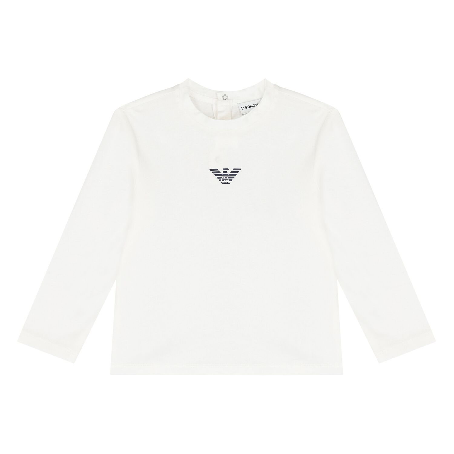 Baby Boys White Logo Long Sleeve Top, 1, hi-res