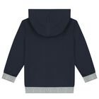 Boys Navy Blue & White Logo Hooded Top, 1, hi-res
