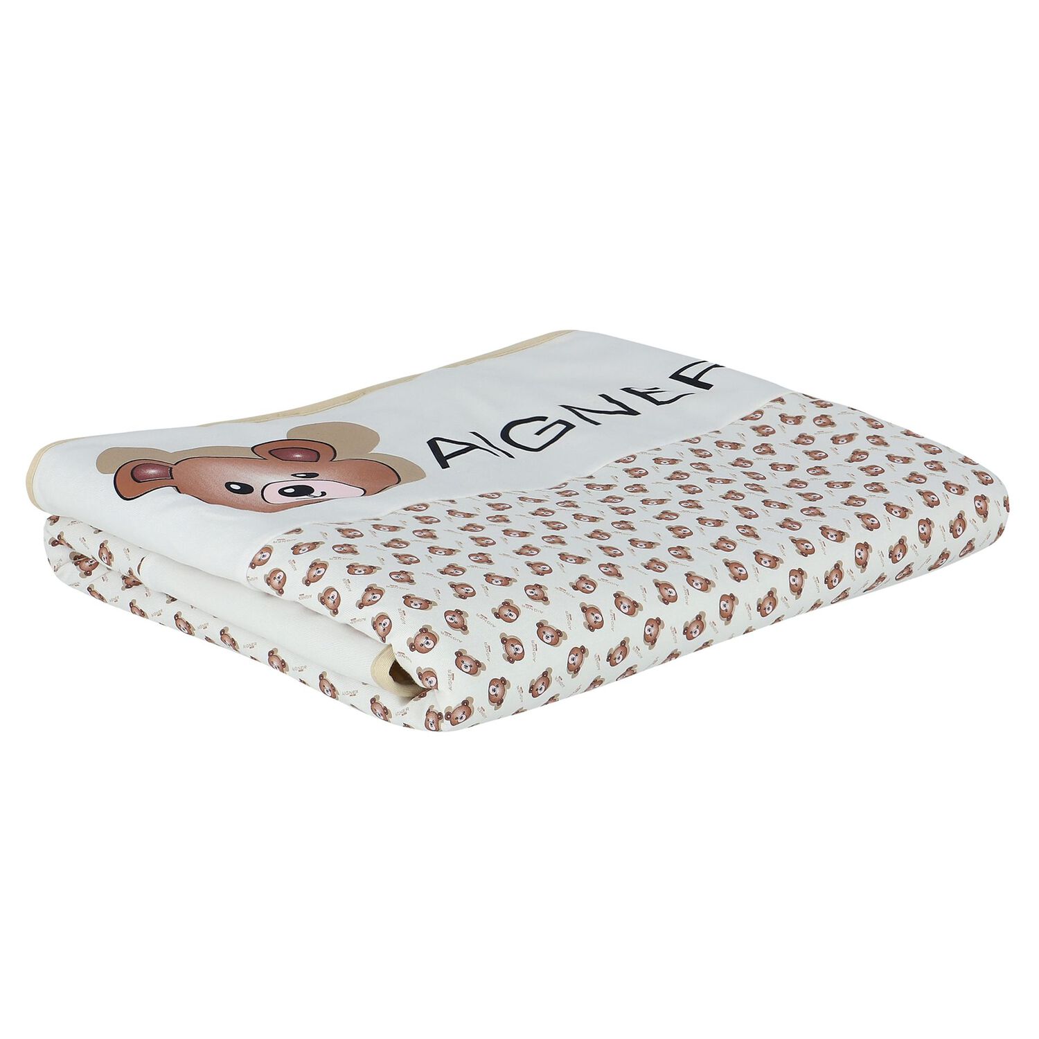 White & Beige Logo Baby Blanket, 3, hi-res