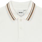 Younger Boys White Logo Polo Shirt, 2, hi-res