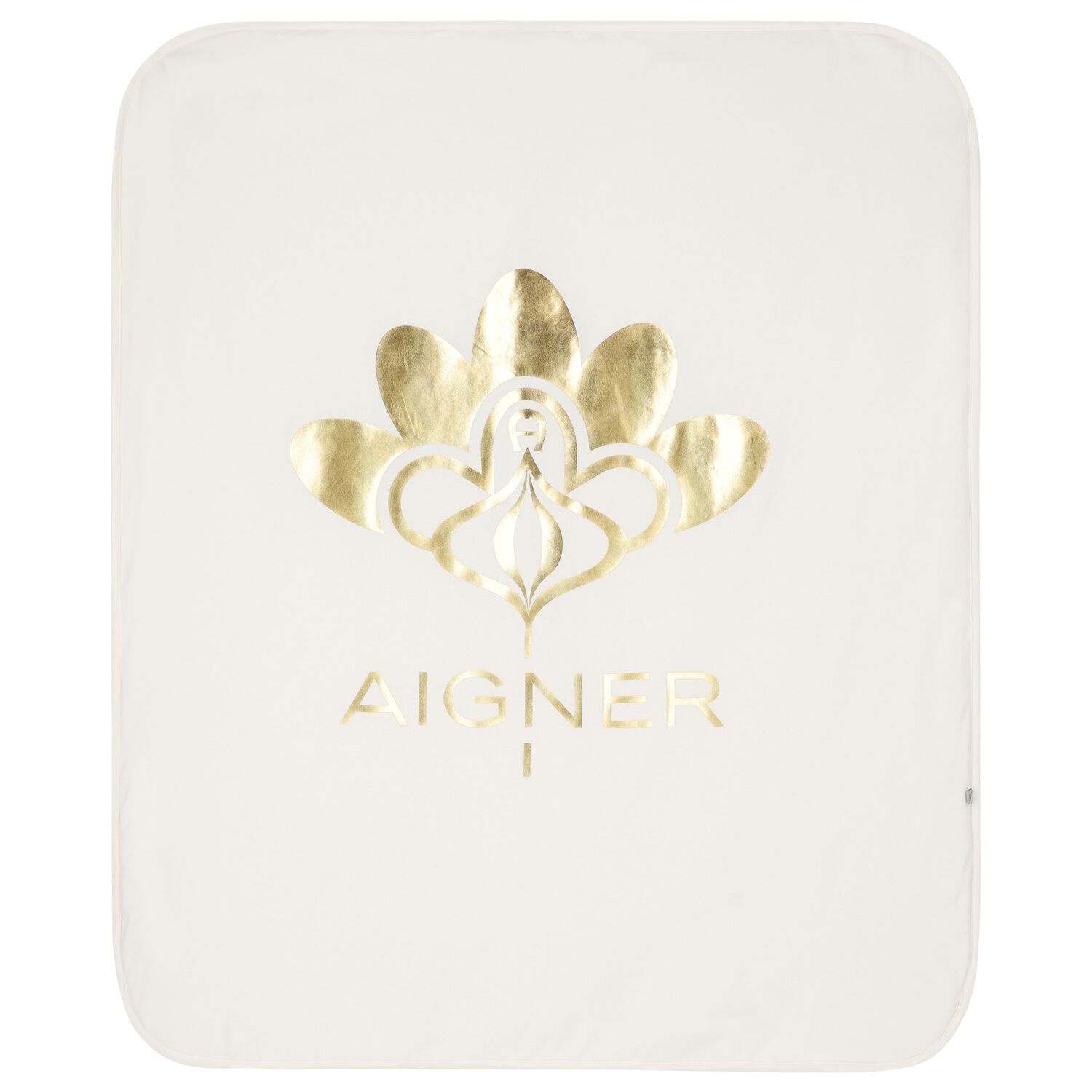 Baby Girls Ivory & Gold Logo Blanket, 1, hi-res