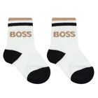 Baby Boys White Logo Socks ( 3-Pack ), 1, hi-res
