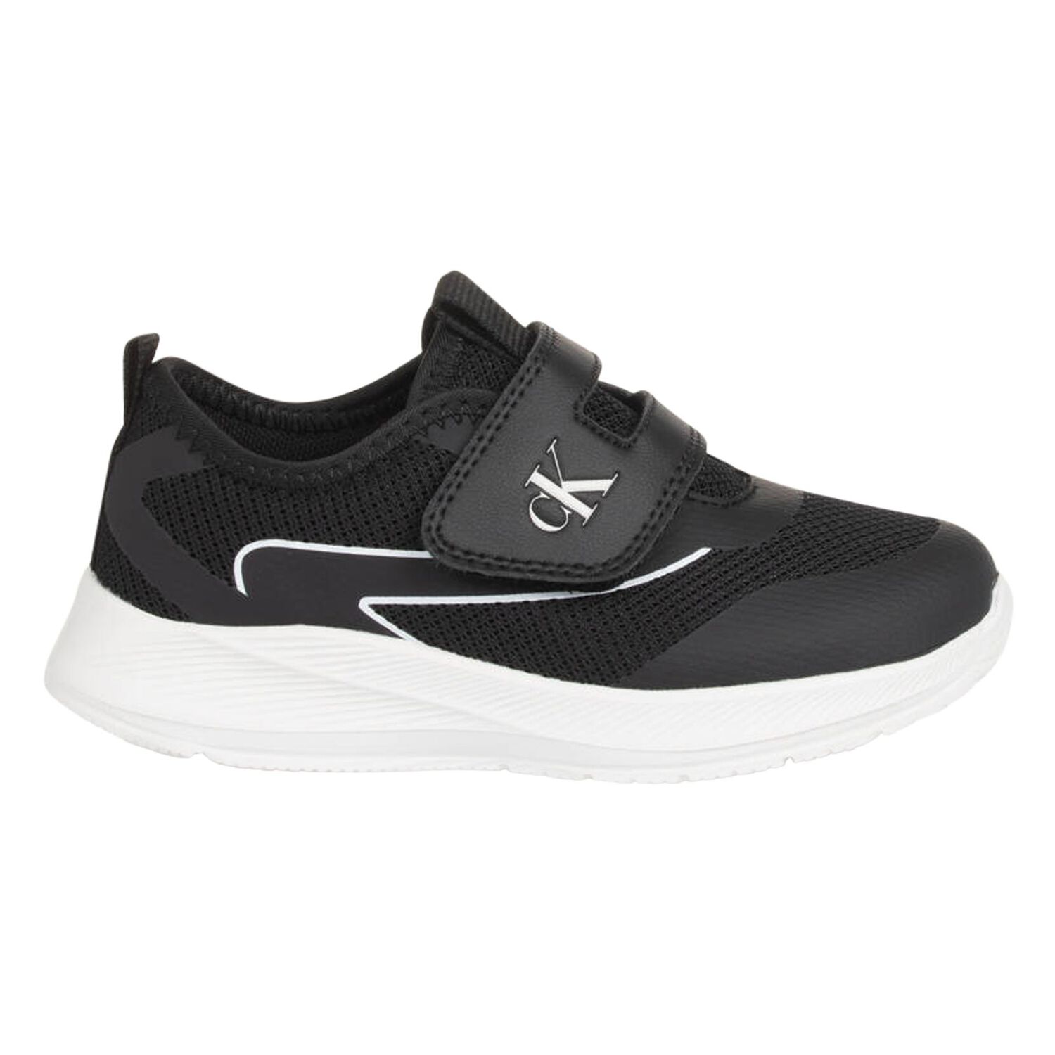 Boys Black & White Logo Trainers, 1, hi-res