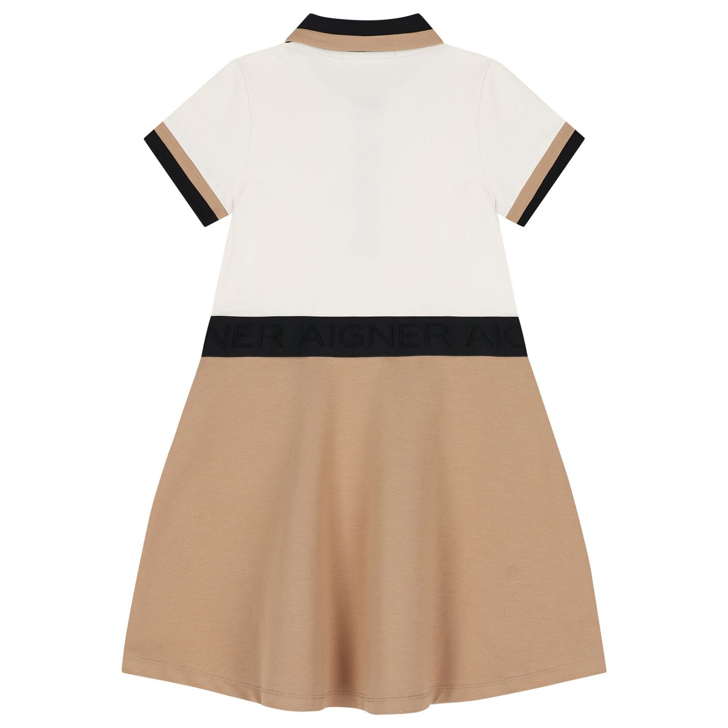 Girls Ivory & Beige Logo Polo Dress, 1, hi-res image number null