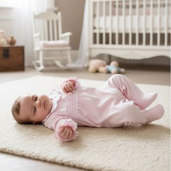 Baby Girls Pink & White Bow Babygrow