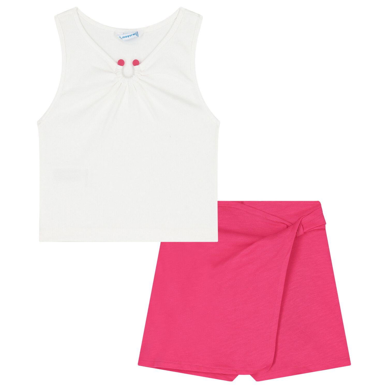 Girls White & Pink Skort Set, 1, hi-res image number null