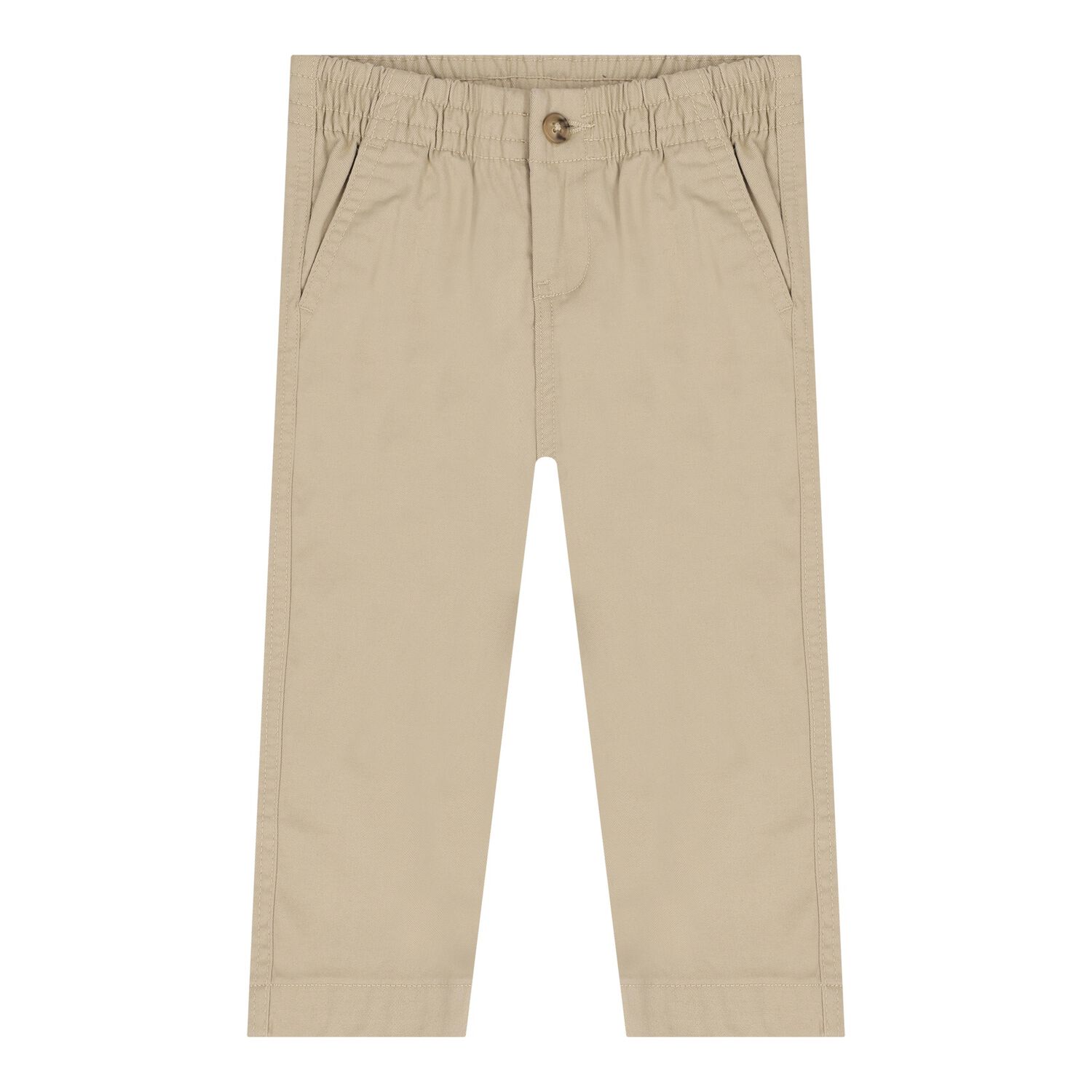 Baby Boys Beige Logo Trousers, 1, hi-res