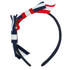 Girls Navy Blue Striped Headband, 1, hi-res