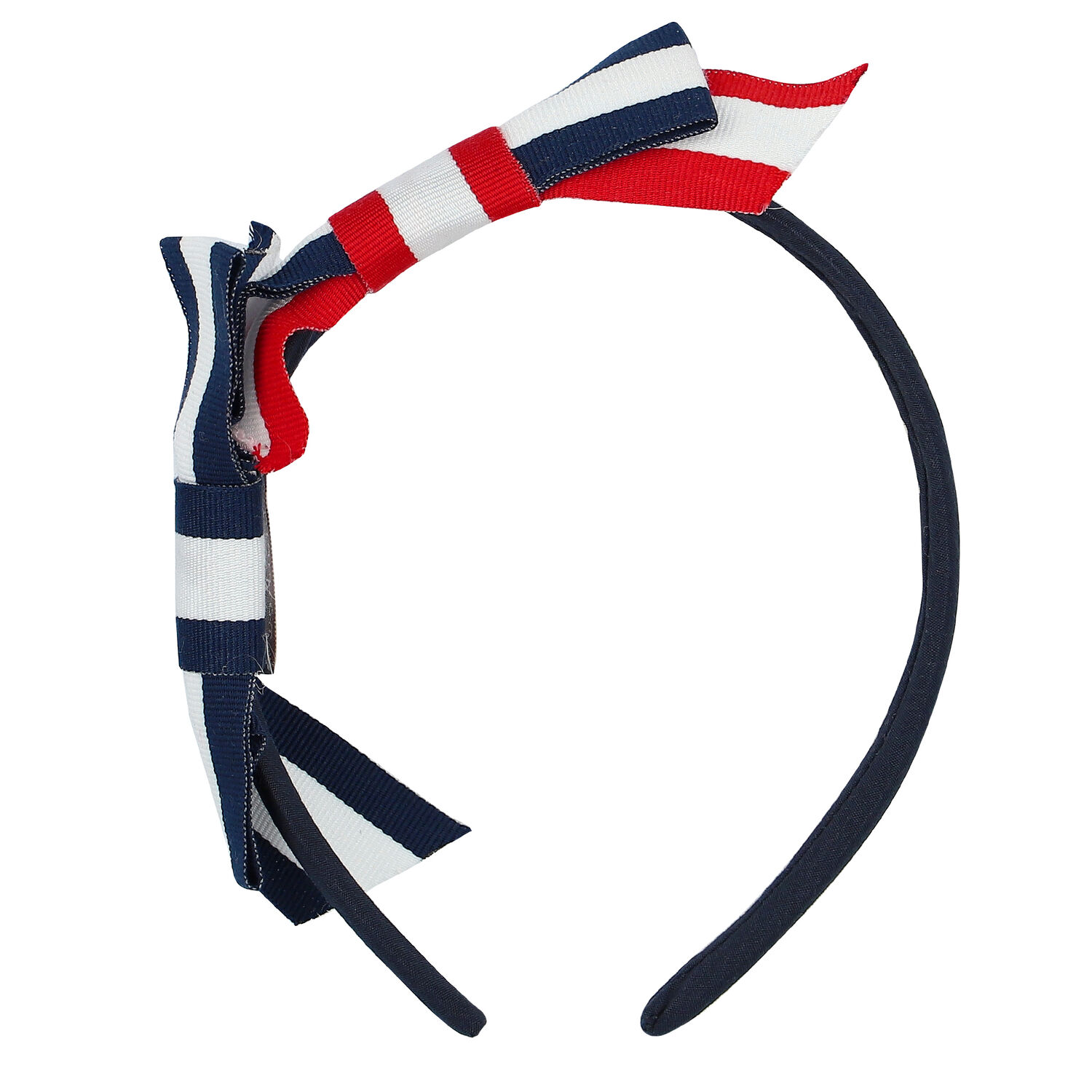 Girls Navy Blue Striped Headband, 1, hi-res