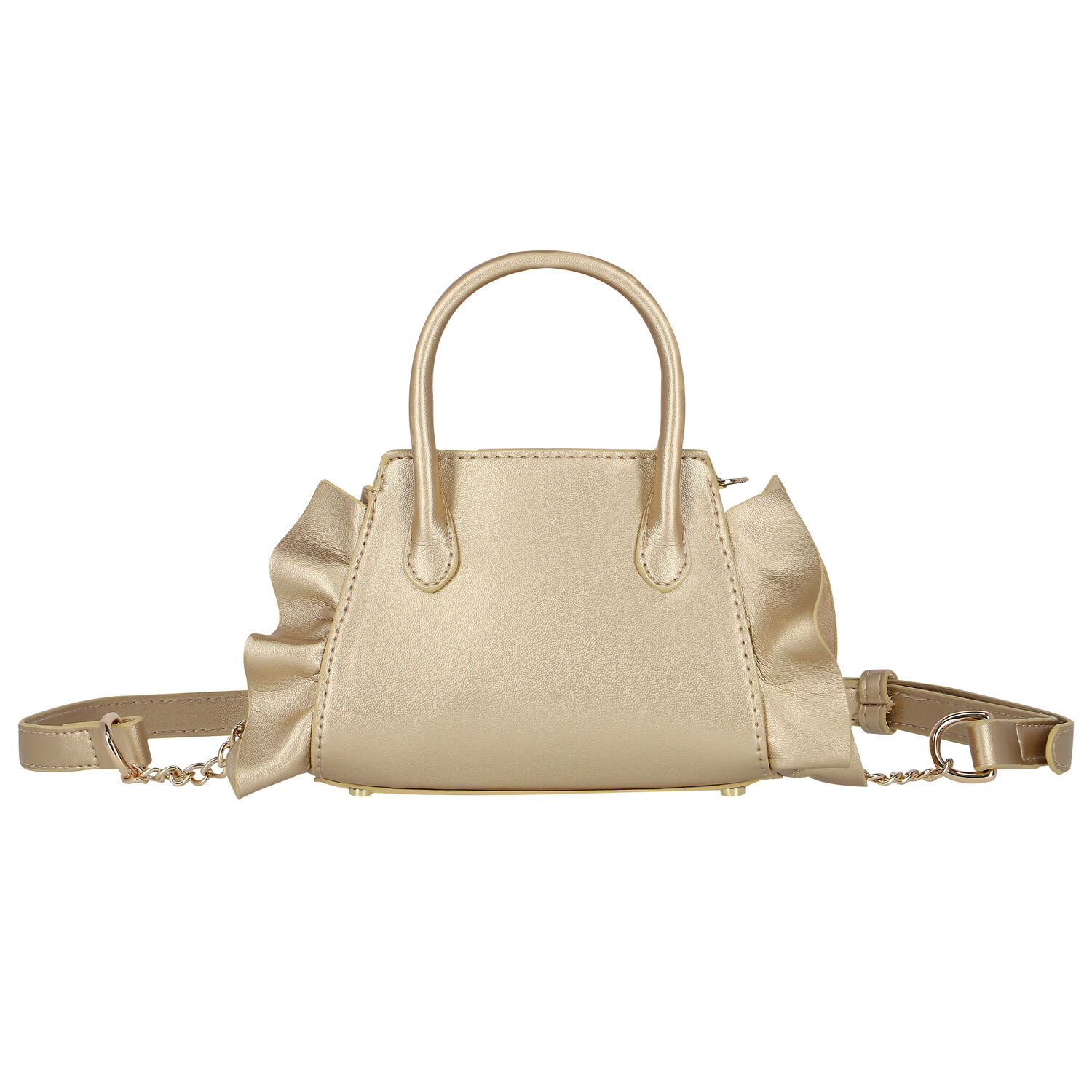 Girls Gold Ruffled Handbag, 1, hi-res image number null