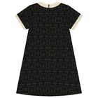 Girls Black & Ivory Logo Dress, 2, hi-res