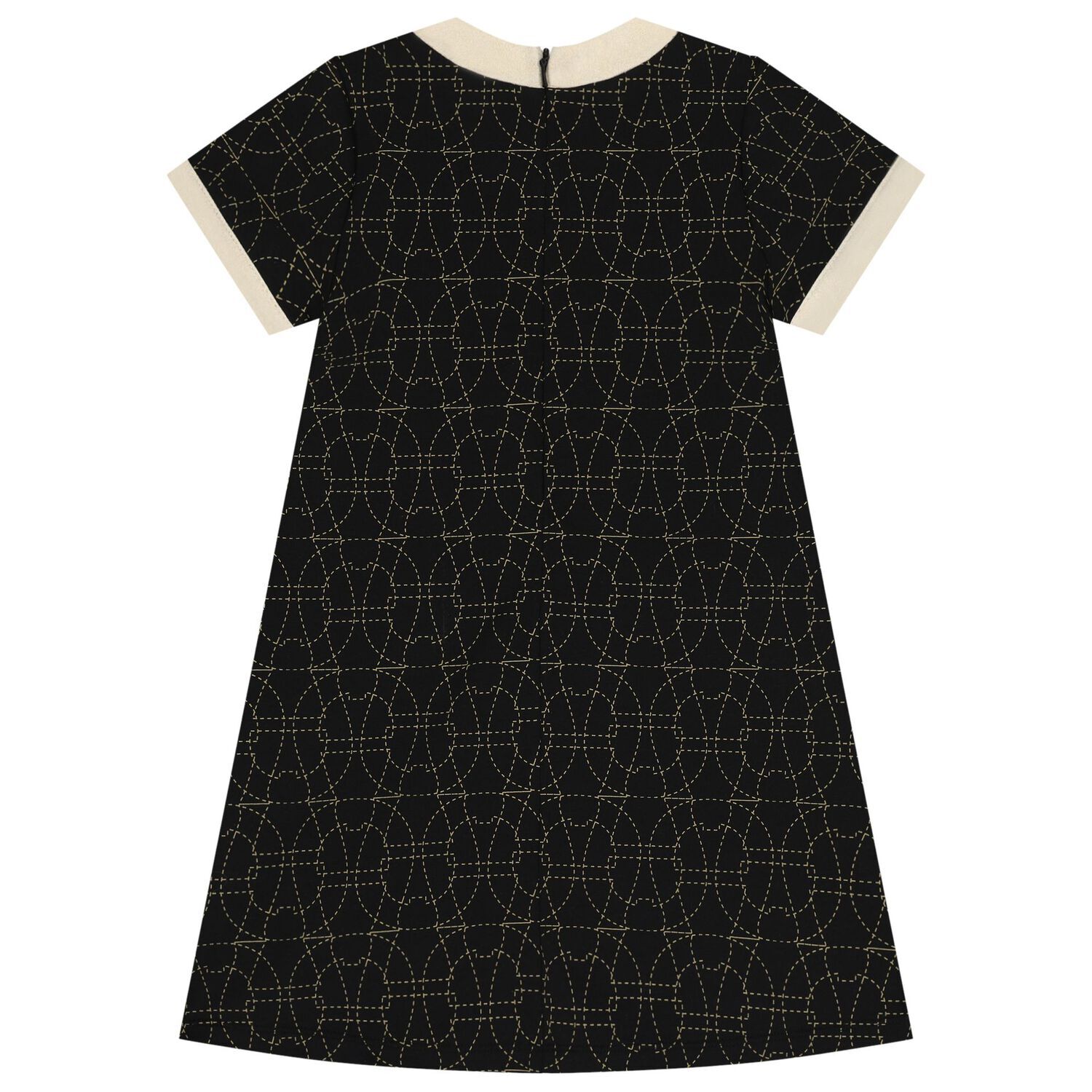 Girls Black & Ivory Logo Dress, 2, hi-res