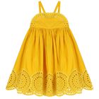 Girls Yellow Broderie Anglaise Dress, 1, hi-res