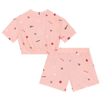 Girls Pink Logo Shorts Set