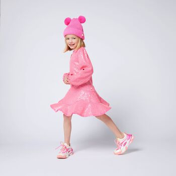 Girls Pink Embellished Sequin Dress