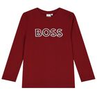 Boys Burgundy Logo Pyjamas, 1, hi-res