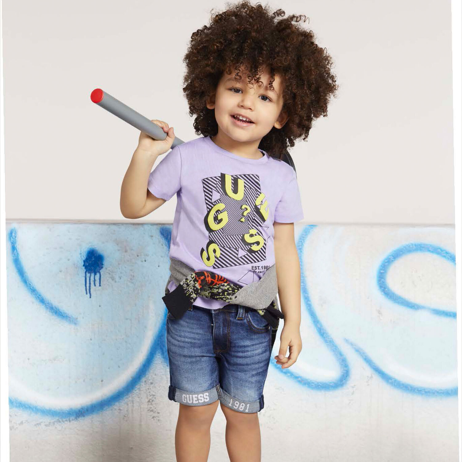 Boys Blue Denim Logo Shorts, 1, hi-res