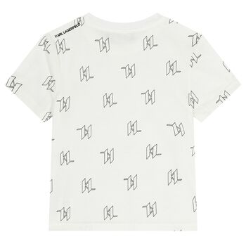Boys Mini Me White Logo T-Shirt