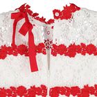 Girls White & Red Embroidered Floral Dress, 1, hi-res