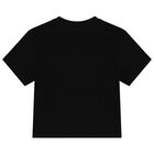 Girls Black Embellished Logo T-Shirt, 2, hi-res