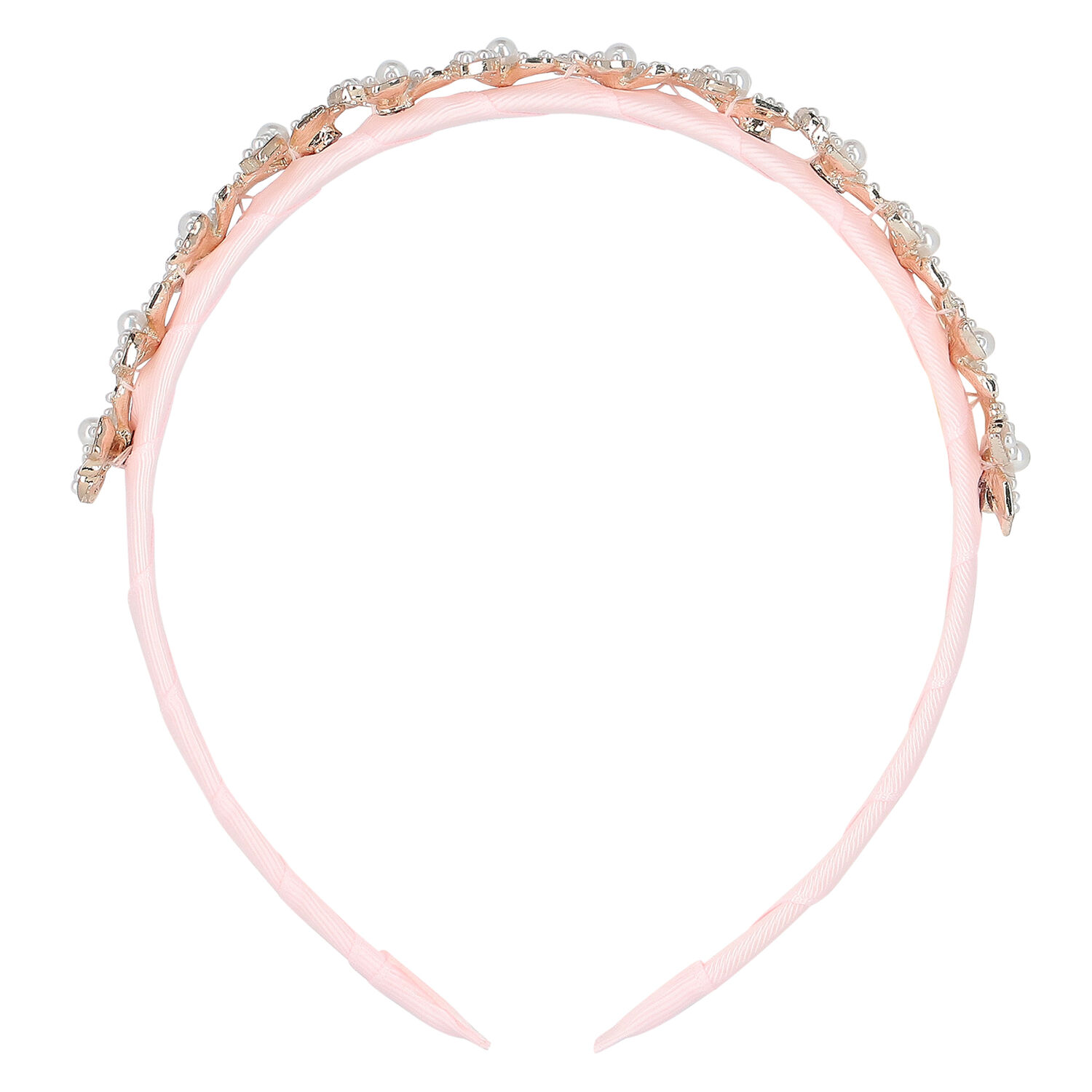 Girls Pink Velvet Embellished Headband, 1, hi-res image number null