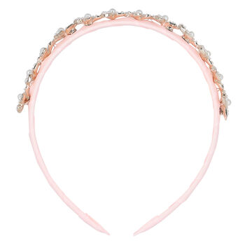 Girls Pink Velvet Embellished Headband
