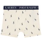 Boy Ivory, Blue  & Navy Blue Logo Boxer Shorts ( 3-Pack ), 2, hi-res