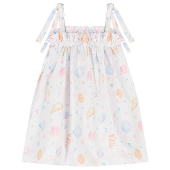 Girls White & Pink Sea Shell Beach Dress