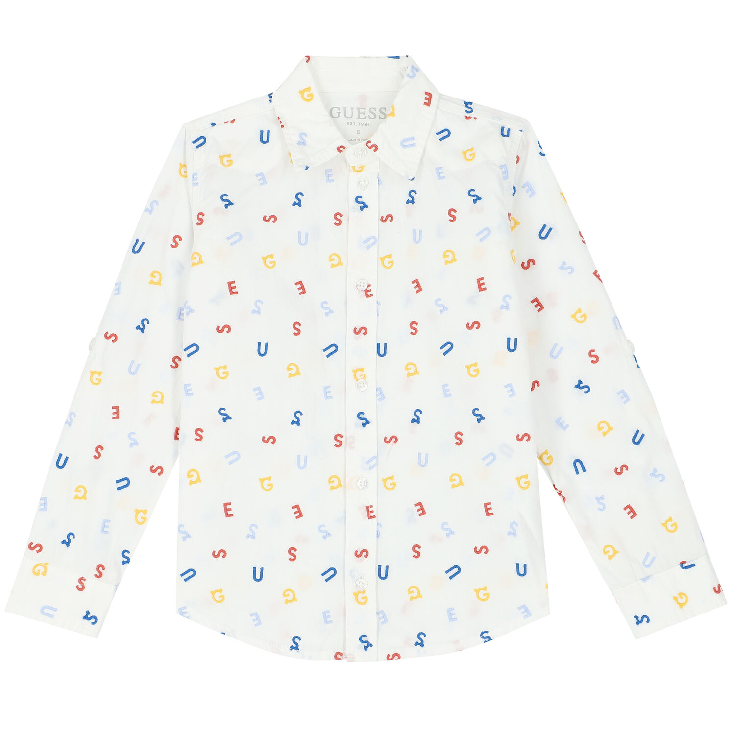 Boys White Logo Shirt, 1, hi-res