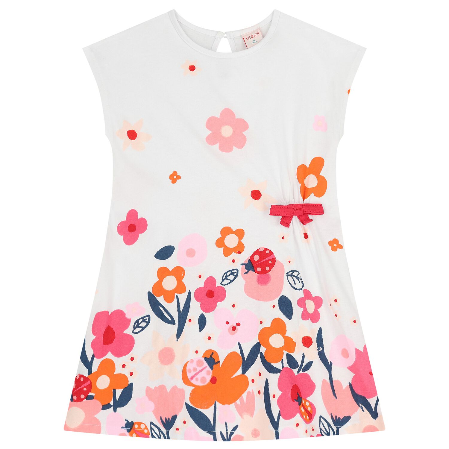 Girls White Floral Dress, 1, hi-res