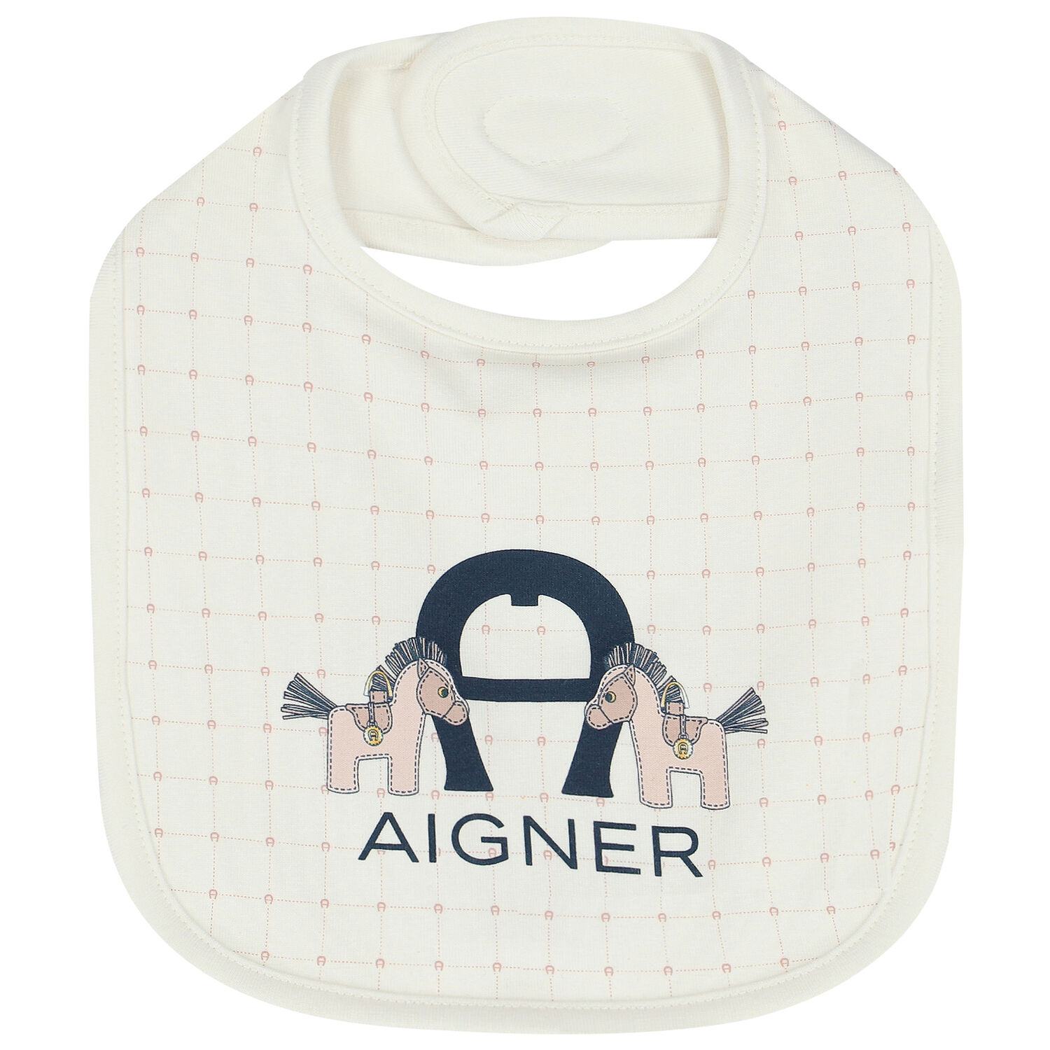 Ivory & Horse Pima Cotton Logo Baby Bib, 1, hi-res
