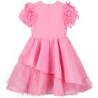 Girls Pink Ruffle Peplum Dress, 1, hi-res