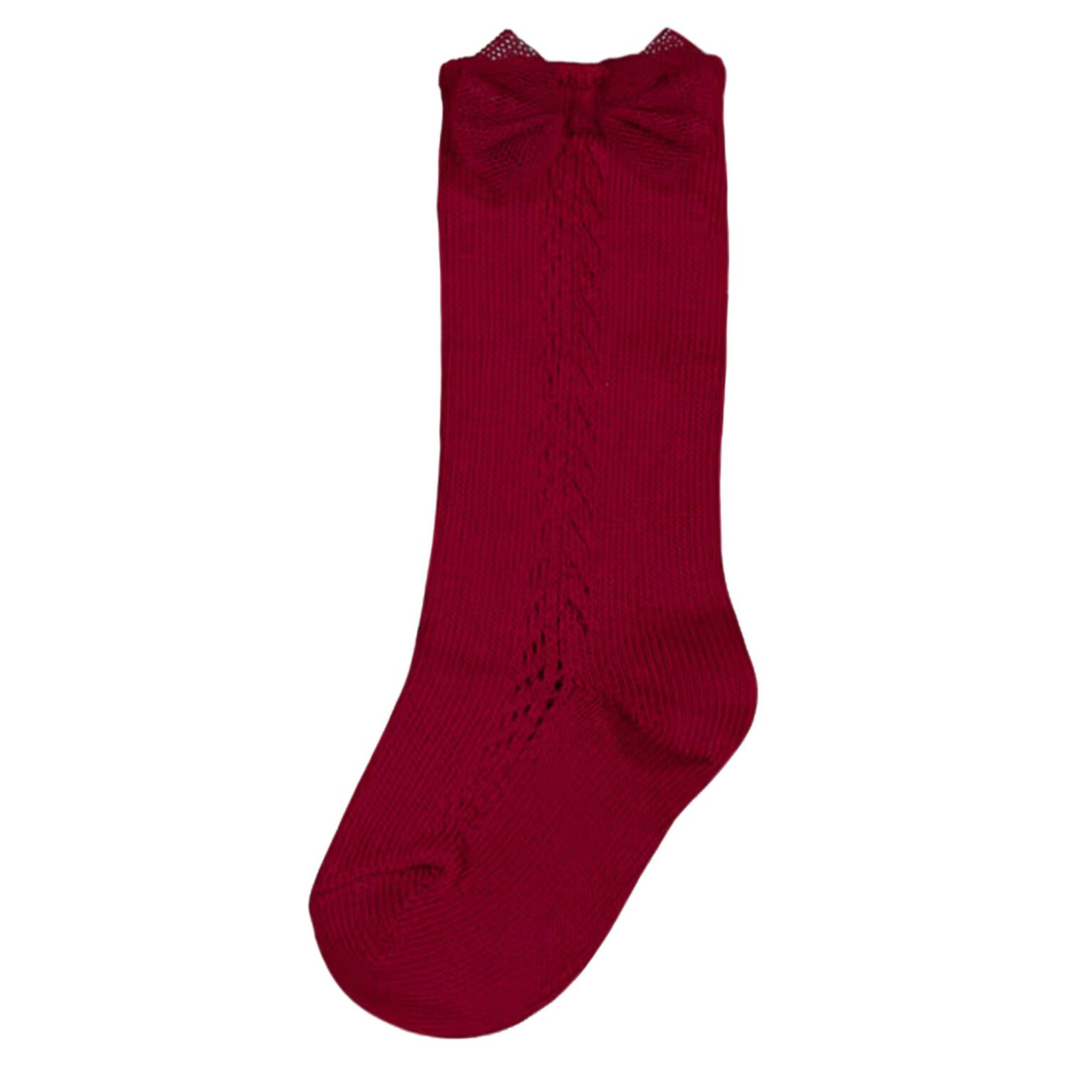 Younger Girls Red Bow Knitted Socks, 3, hi-res