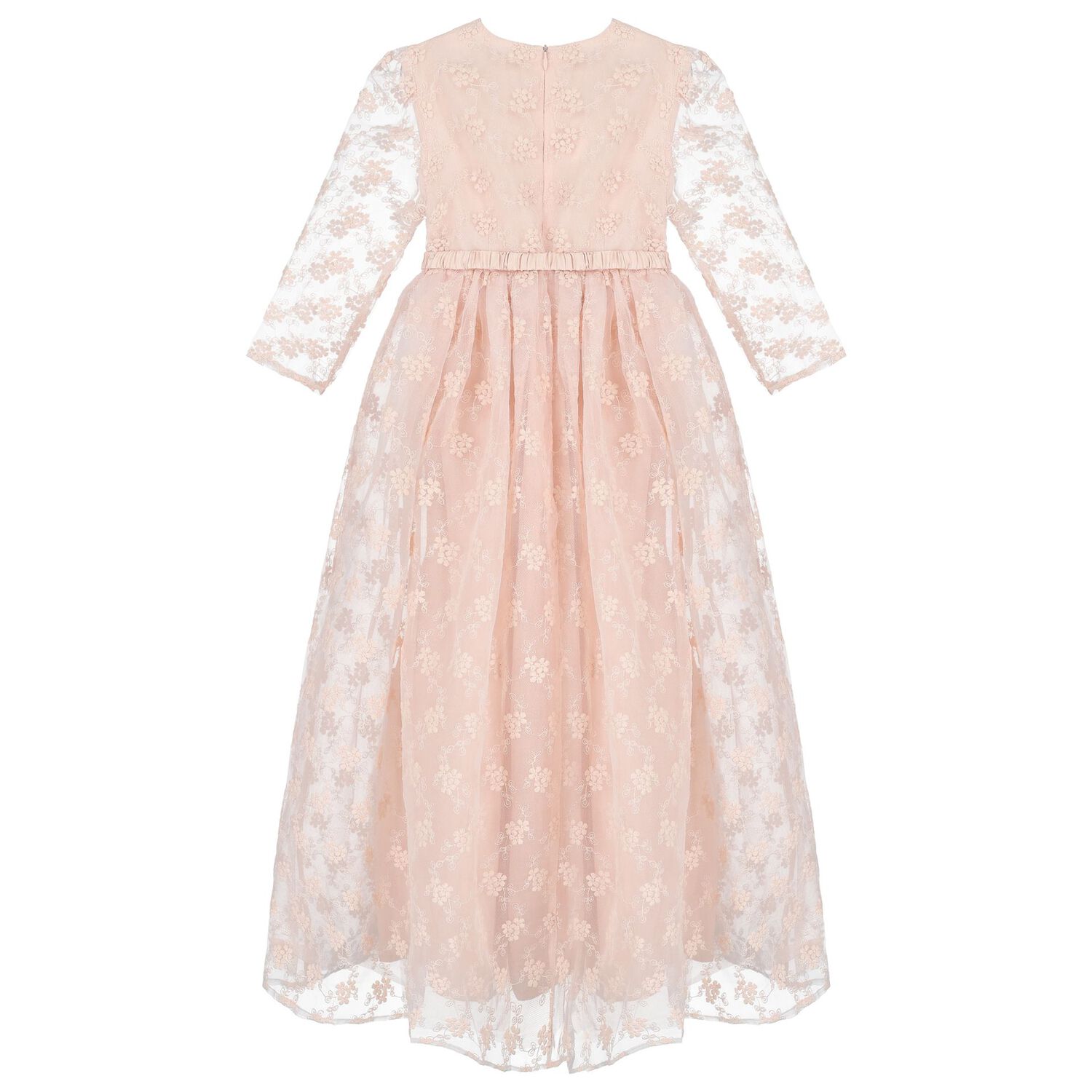 Girls Pink Flower Organza Dress, 1, hi-res