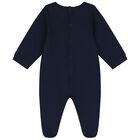 Baby Boys Navy Blue Logo Babygrow, 3, hi-res