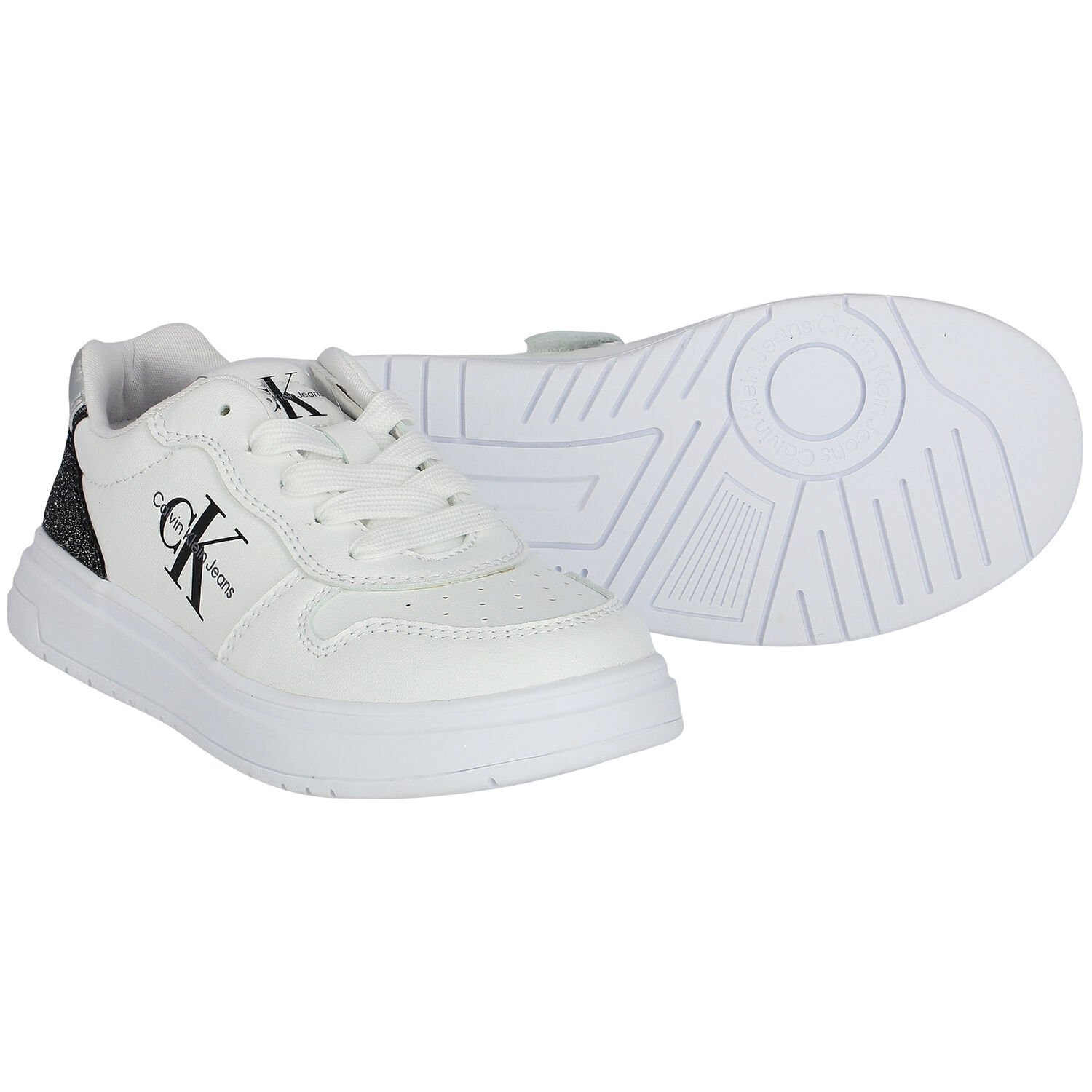 Girls White Logo Trainers, 1, hi-res